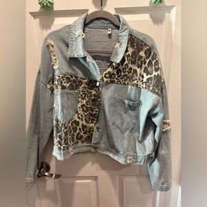 Leopard Print Denim Jacket